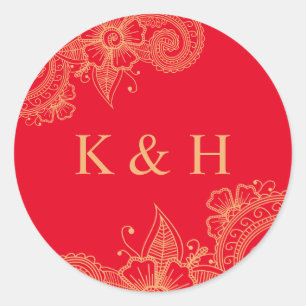 Sticker Monogram Classic Round Mariage Mehndi