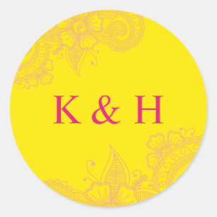 Sticker Monogram Classic Round Mariage Mehndi