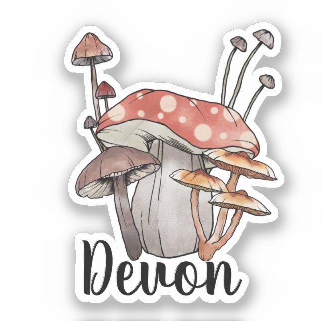 Sticker Monogram Cute Red Mushroom - Ajouter un autocollan (Recto)