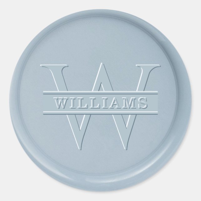 Sticker Monogram Dusty Blue Wax Seal (Devant)