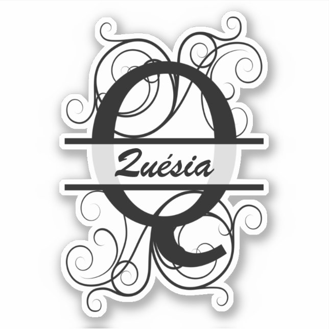 Sticker Monogram letter with swirls ; space for your name (Devant)