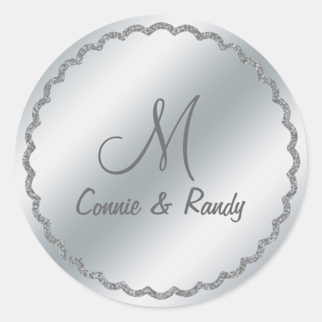 Sticker Monogram Mariage Silver Foil (Devant)