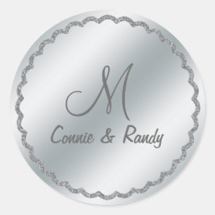Sticker Monogram Mariage Silver Foil