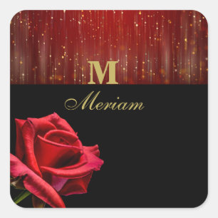 Sticker Monogram Red Rose
