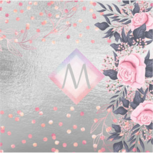 Sticker Monogram Silver Navy Rosegold Girly Newlyweds Cade