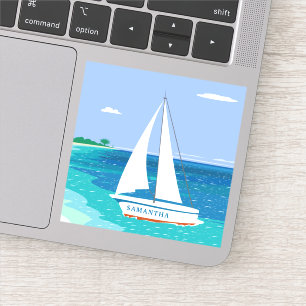 Sticker Monogram Voilier Océan Tropical Seaview