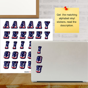 Sticker Monogram Vowels American Flag USA Lettres Initiale
