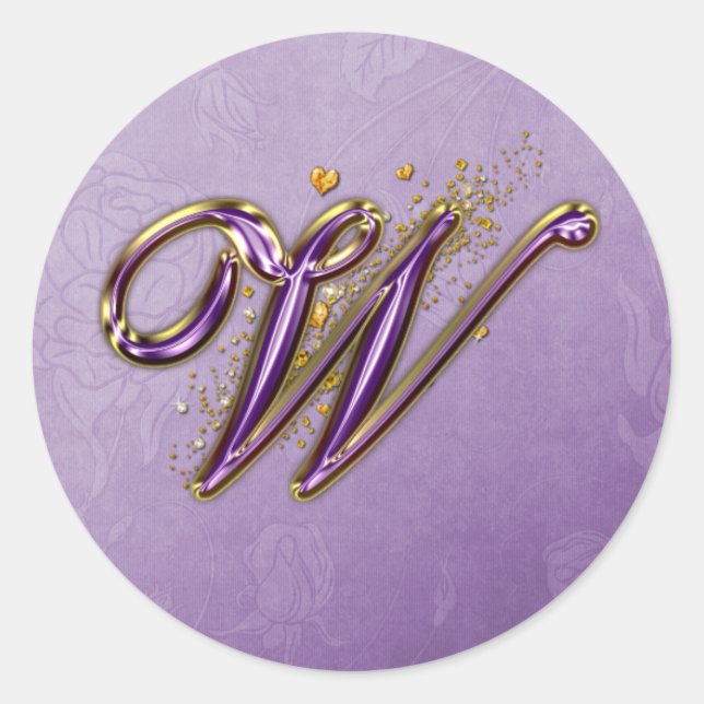 Sticker Monogram W pour Parties scintillant violet (Devant)