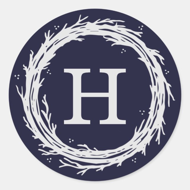 Sticker Monogram Wreath Holiday Étiquettes (Devant)