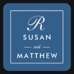 Sticker Monogramme à bordure mince classique, bleu<br><div class="desc">Sticker Monogramme à bordure mince classique,  bleu marine Un autocollant monogramme simple mais classique personnalisé mariage monogramme. Utiliser comme sceau d'enveloppe ou étiquette de faveur. Modifiez vos informations à l'aide du formulaire modèle.</div>