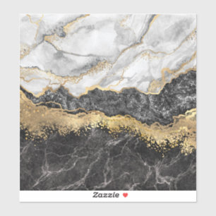 Sticker Monogramme à huile noire et Marbre blanc