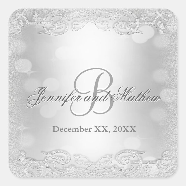 Sticker Monogramme | Argent élégant (Devant)