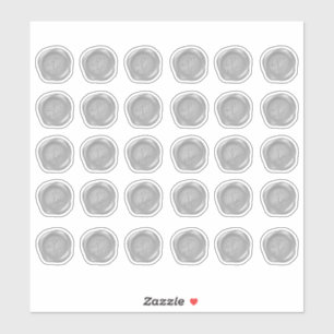 Sticker Monogramme Argent Faux Cire Sceau