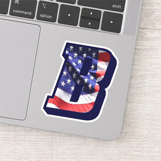 Sticker Monogramme B American Flag LETTRE B INITIALE USA (Détail)