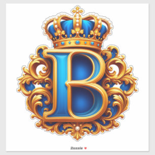 Sticker Monogramme B en lettre royale bleue