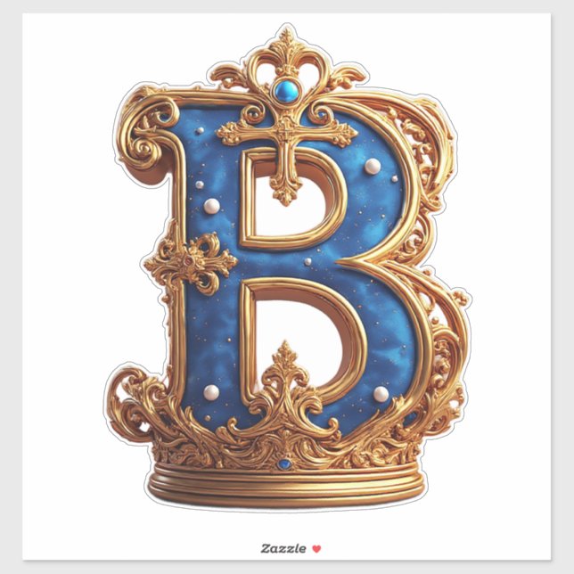 Sticker Monogramme B en lettre royale bleue (Feuille)