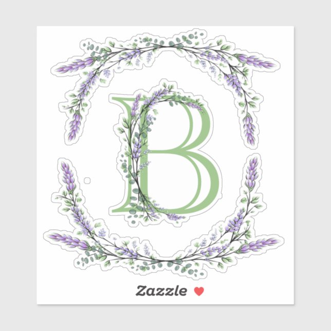 Sticker Monogramme B Lavande Eucalyptus (Feuille)