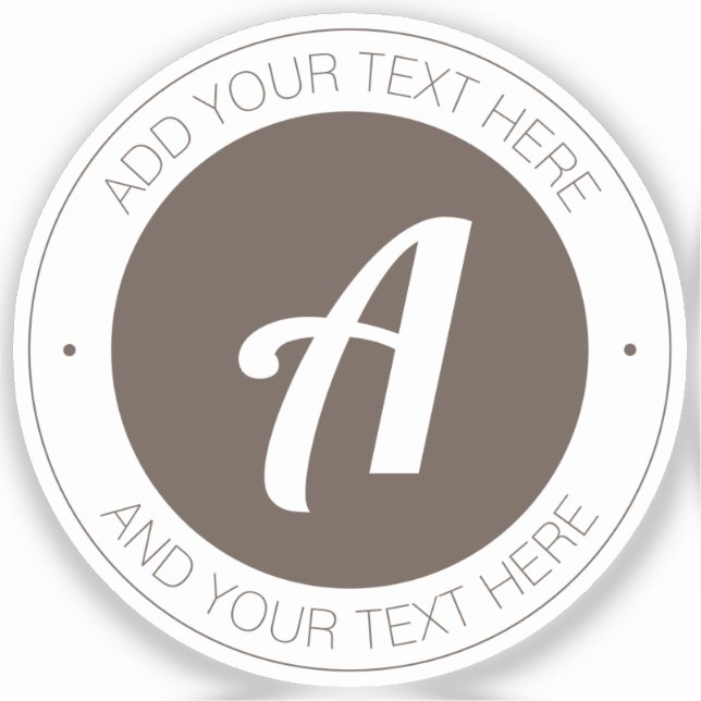Sticker Monogramme Brown élégant ou ajouter un logo | tran (Recto)