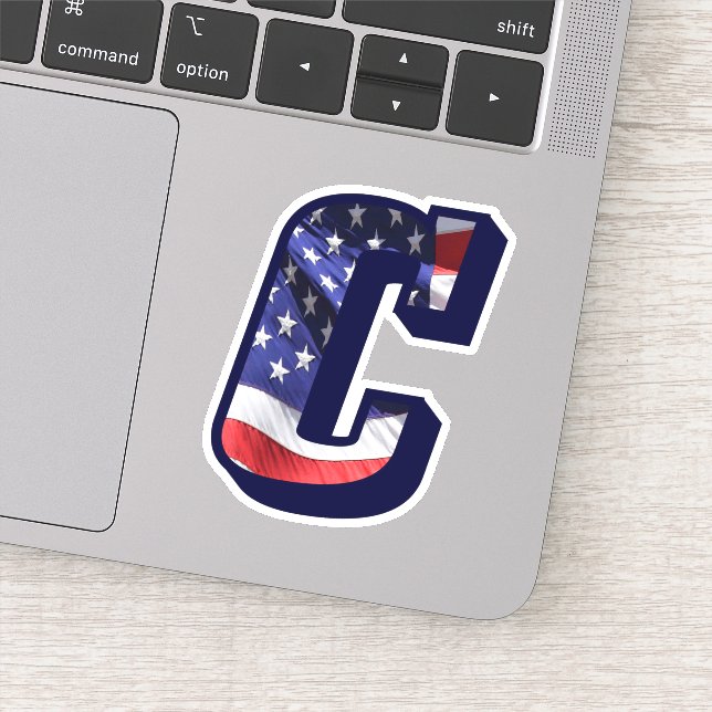 Sticker Monogramme C American Flag LETTRE C INITIAL USA (Détail)