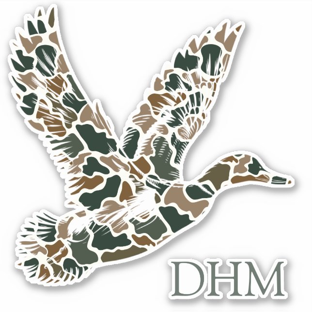 Sticker Monogramme canard colvert camouflage chic (Devant)