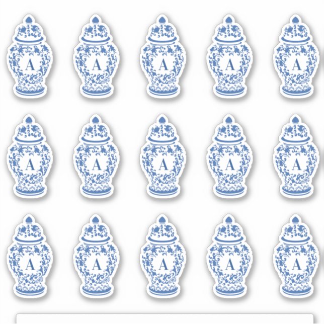 Sticker Monogramme Chinoiserie Chic GingerJar (Devant)