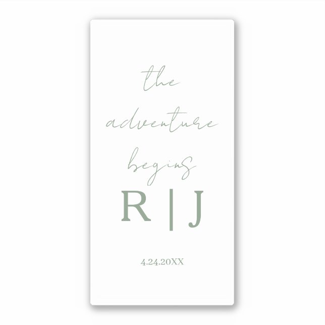Sticker Monogramme Citation Vert Sauge Aventure Commence M (Devant)