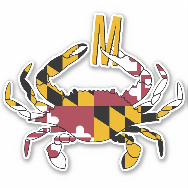 Sticker Monogramme Crabe Bleu Drapeau de l'État du Marylan (Devant)