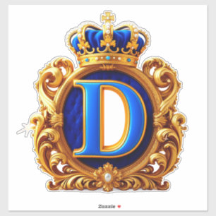 Sticker Monogramme D Lettre Bleu Royal