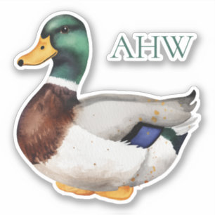 Sticker Monogramme de canard à canard de Preppy Mallard