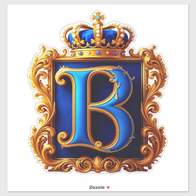 Sticker Monogramme de lettre B bleu royal (Feuille)