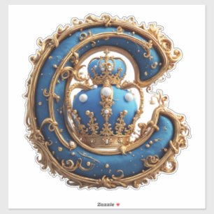 Sticker Monogramme de lettre C bleu royal