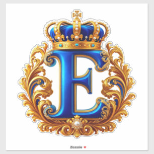 Sticker Monogramme de lettre E bleu royal