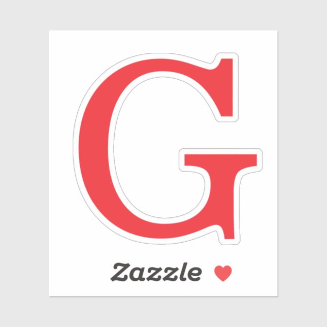 Sticker Monogramme de lettre initiale rouge blanc simple (Feuille)