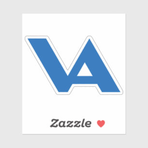 Sticker Monogramme de lettre minimal classique bleu VA