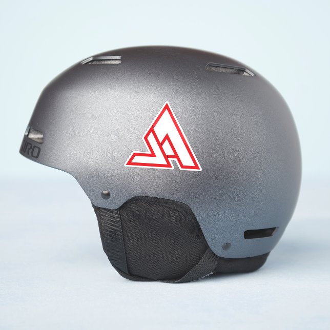 Sticker Monogramme de lettre minimal rouge VA (Côté casque)