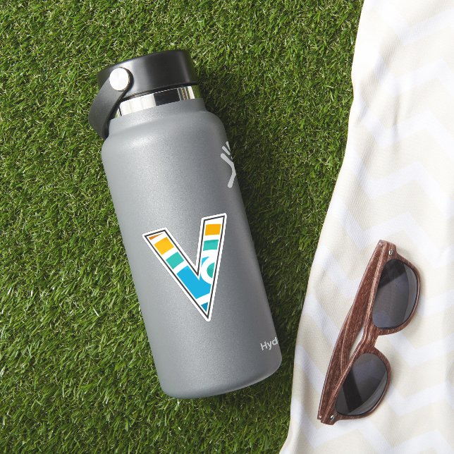 Sticker Monogramme de lettre V géométrique coloré (HydroFlask Insitu)