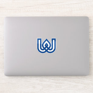 Sticker Monogramme de lettre W géométrique bleu