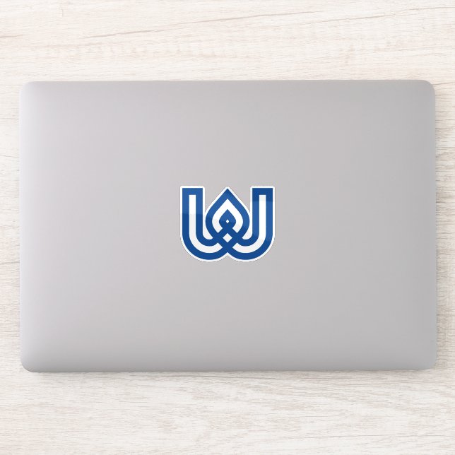 Sticker Monogramme de lettre W géométrique bleu (Ordinateur)