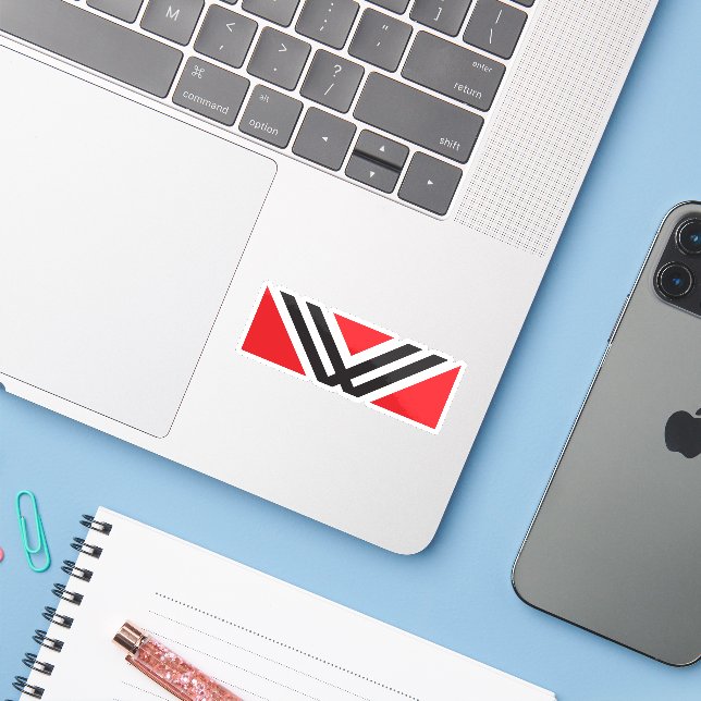 Sticker Monogramme de lettre W minimal rouge et noir (Ordinateur portable avec iPhone)