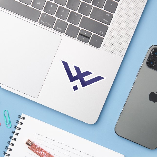 Sticker Monogramme de lettre W moderne et minimal bleu (Ordinateur portable avec iPhone)