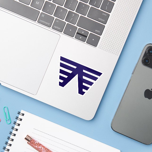 Sticker Monogramme de lettre W moderne et minimal bleu (Ordinateur portable avec iPhone)