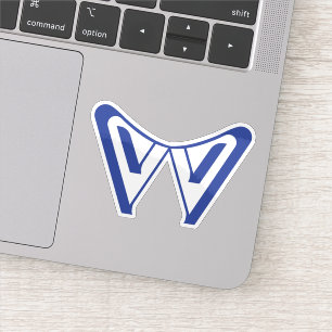 Sticker Monogramme de lettre W moderne et minimal bleu