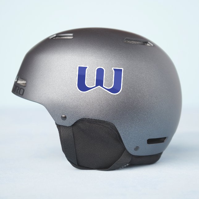 Sticker Monogramme de lettre W moderne et minimal bleu (Côté casque)