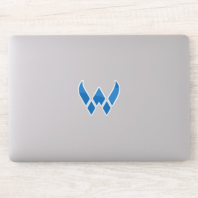 Sticker Monogramme de lettre W moderne et minimal bleu (Ordinateur)