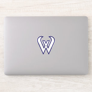 Sticker Monogramme de lettre W moderne et minimal bleu