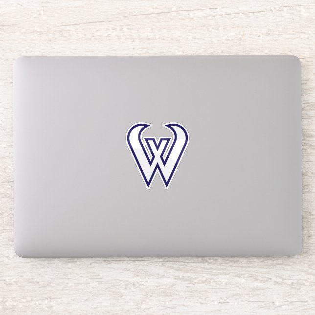 Sticker Monogramme de lettre W moderne et minimal bleu (Ordinateur)
