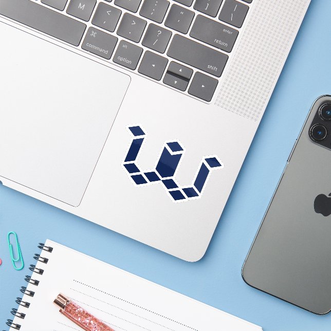 Sticker Monogramme de lettre W pixel moderne (Ordinateur portable avec iPhone)