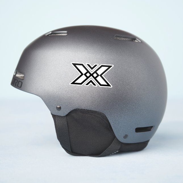 Sticker Monogramme de lettre X de la ligne de ruban élégan (Côté casque)