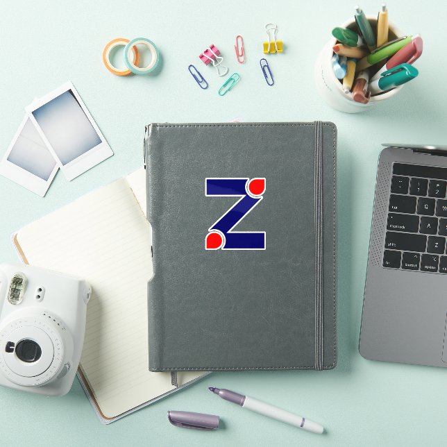 Sticker Monogramme de lettre Z rouge et bleu (Couverture iPad)