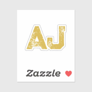 Sticker Monogramme de lettres initiales couleur or simple
